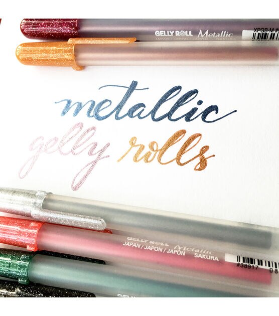 Sakura Gelly Roll Metallic Medium Point Pens, Sepia, Burgundy, Hunter, Blue & Black - 5 Pack