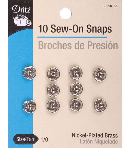 Dritz Sew-On Snaps, 8 Sets, Size 1, Nickel, , hi-res, image 1