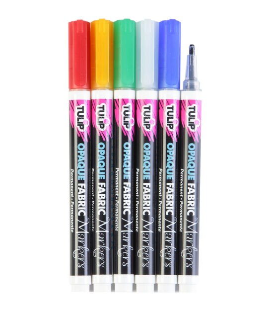 Tulip 6 Pack Opaque Fabric Markers Primary