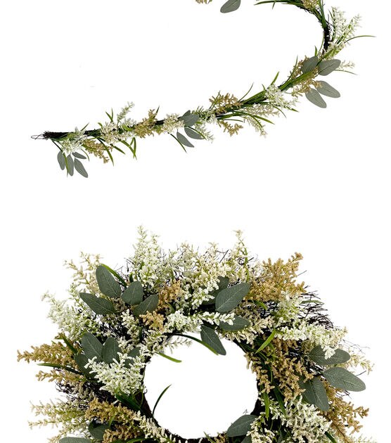 Spring Brown & Cream Berry Coordinating Wreath & Garland