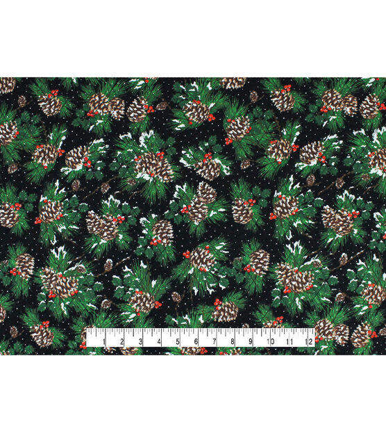 Pinecones & Plaid Double Faced Pre Quilted Christmas Cotton Fabric, , hi-res, image 4