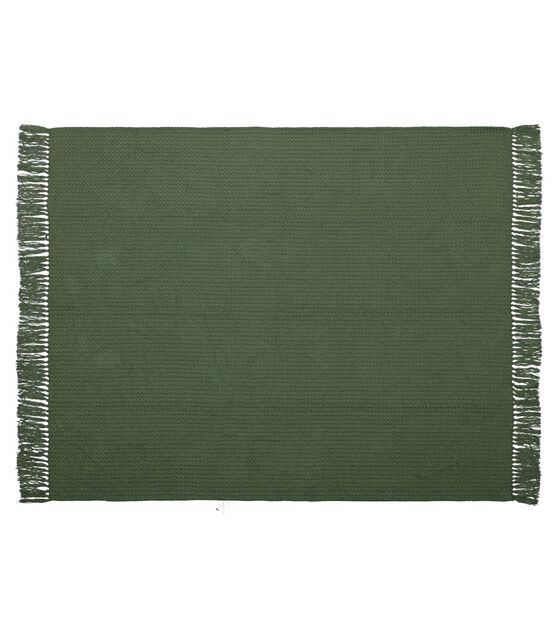 50" x 60" Spring Dark Green Woven Throw by Place & Time