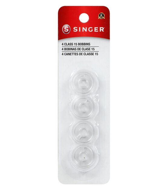 Singer Transparent Plastic Class 15 Bobbins - Threaded 12/Pkg