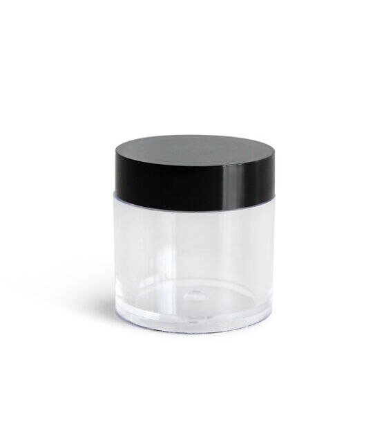 1" Clear Round Plastic Containers With Black Lids 12pk, , hi-res, image 2