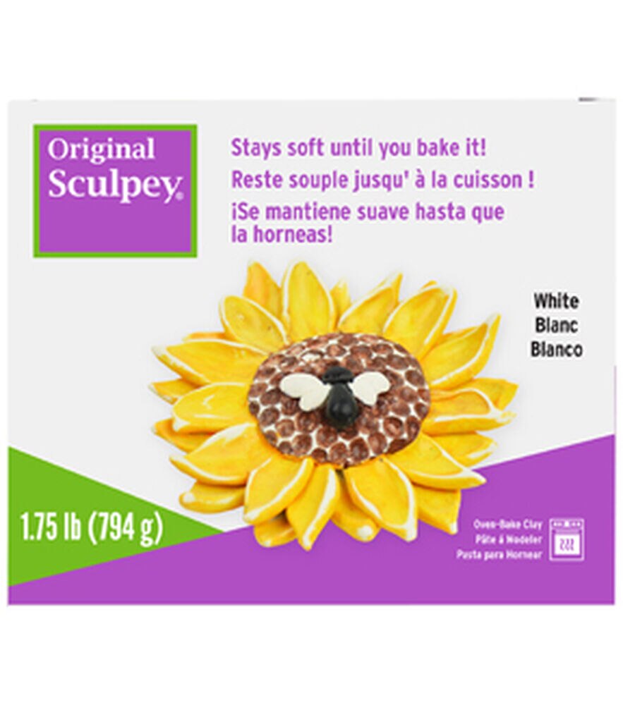 Sculpey Polymer Clay, White, 1.75lbs, Multipack of 3