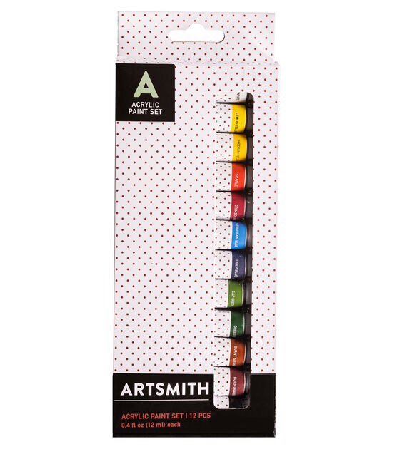 Crafts 4 All Acrylic Paint Set - 12-Pack of 12mL Art Paints for