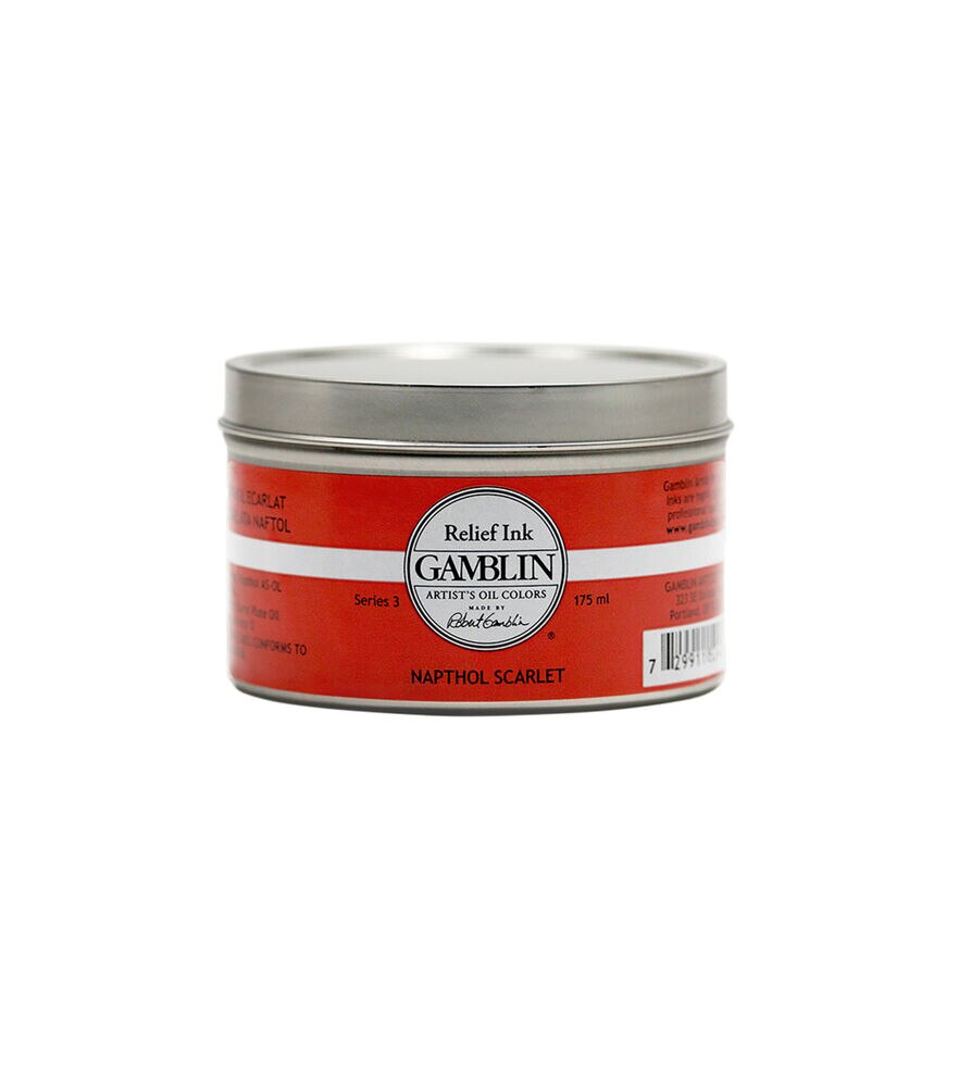 Gamblin Relief Ink 175ml, Napthol Scarlet, swatch