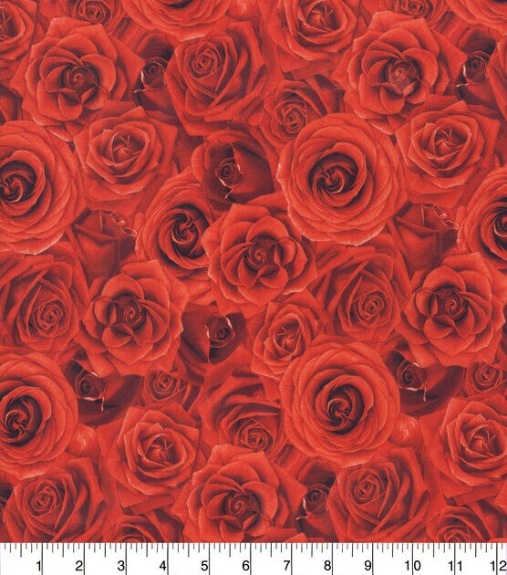 Hi Fashion Red Roses Premium Cotton Fabric, , hi-res, image 2