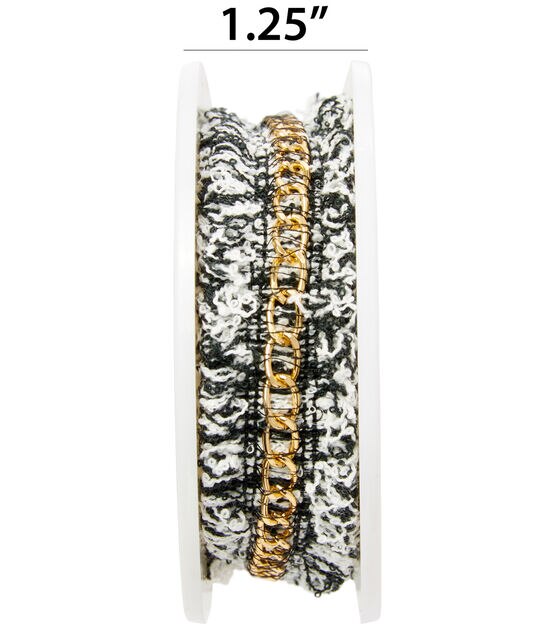 1" Black White With Gold Chain Trim by Simplicity, , hi-res, image 2