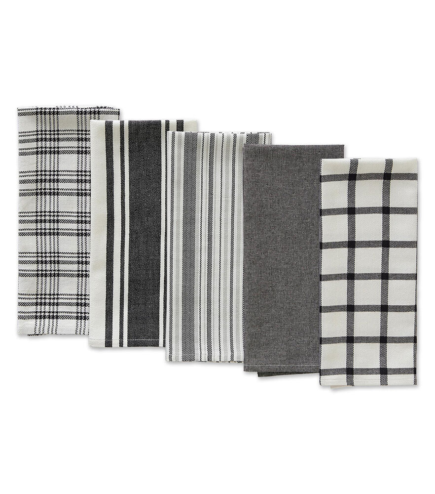 Set of 4 100% Cotton Absorbent and Function Kitchen Utility Towels - Dark  Gray