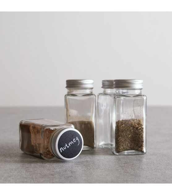 12-piece glass spice jars with spice labels empty square spice