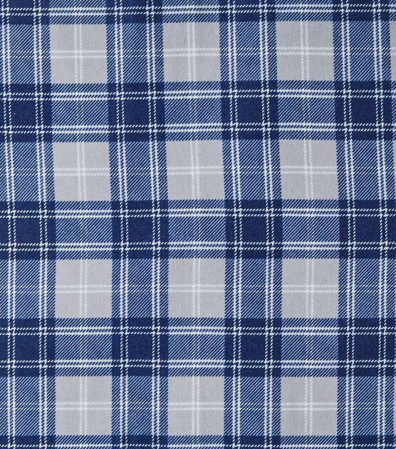 Plaid in Blue and Grey | Juvenile Flannel Fabric | 44 Wide | 100% Cotton |  By The Yard 155