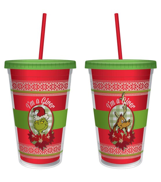 Kids Grinch Reusable Cup With Straw and Lid 