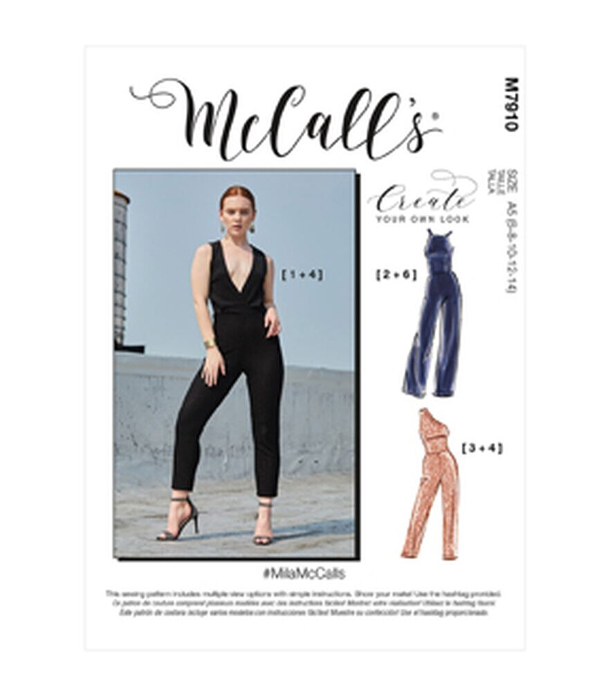 McCall's M7910 Size 6 to 22 Misses Jumpsuits Sewing Pattern, A5 (6-8-10-12-14), swatch
