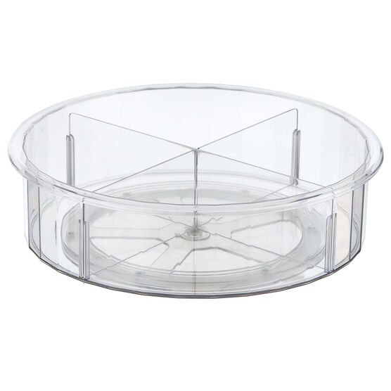 12 Clear Plastic Round Revolving Organizer With Dividers by Top Notch