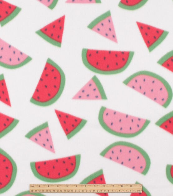 Watermelons on White Blizzard Fleece Fabric, , hi-res, image 2