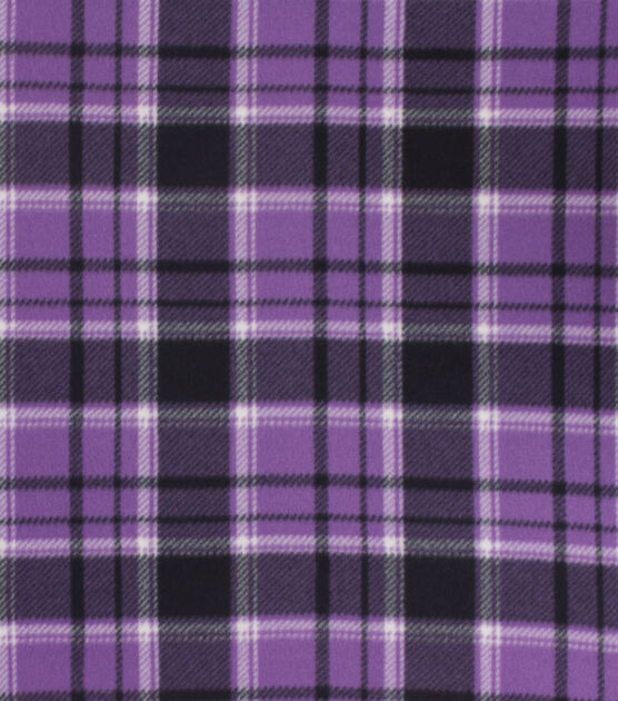 Purple Black Plaid Blizzard Fleece Fabric, , hi-res, image 2