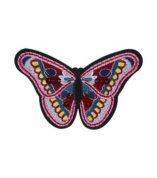 Pink Butterfly Embroidered Patch — Iron On – Paddy's Patches