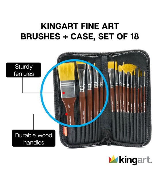 KINGART Studio Brush Set 18 Pc & Case, , hi-res, image 6