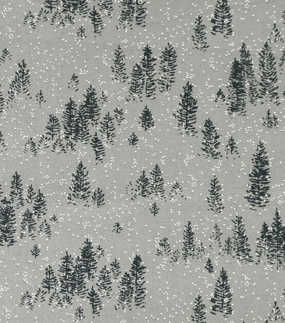 Pine Forest on Gray Christmas Cotton Fabric | JOANN
