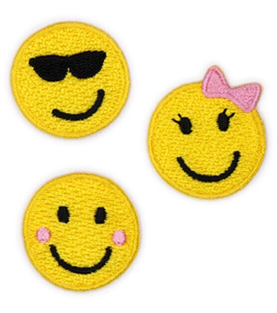 1 Smiley Faces Iron On Patches 3ct by hildie & jo