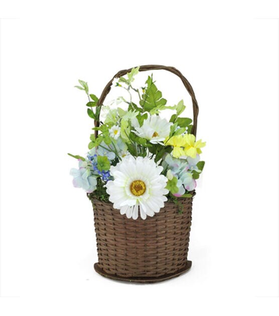 Northlight 14.5" Spring Blue & Whote Floral Arrangement With Basket, , hi-res, image 2