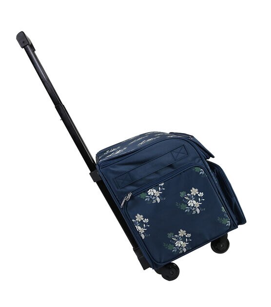 Sewing Machine Rolling Tote Blue Floral - 812259037177