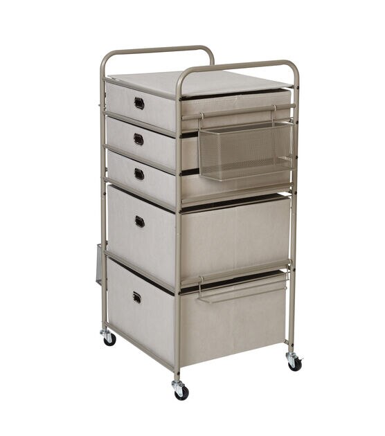 Honey-Can-Do Wrapping Paper Storage Cart with Wheels Grey