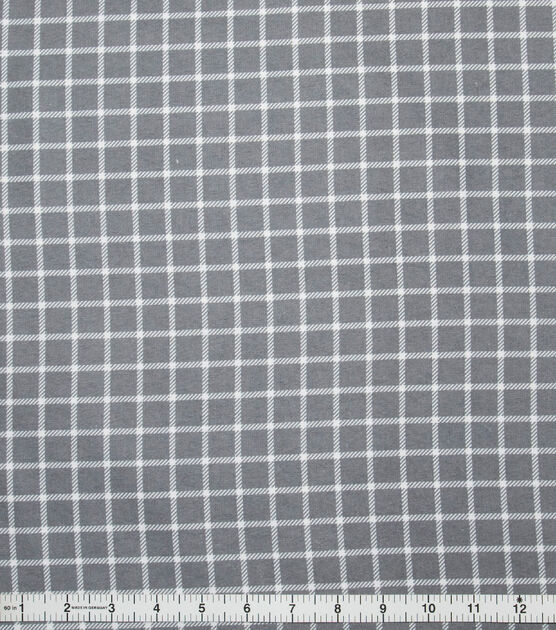 Super Snuggle Gray Windowpane Plaid Flannel Fabric | JOANN