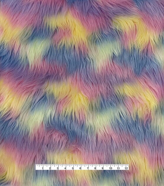 Pastel Rainbow Faux Fur Fleece Fabric | JOANN