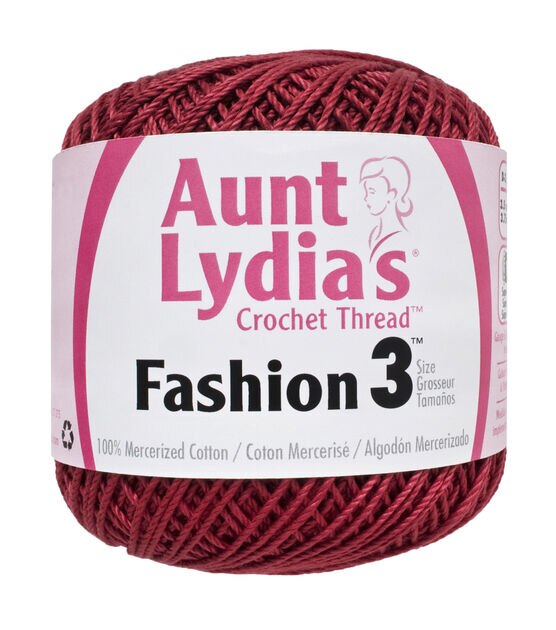 Aunt Lydia's Fashion Crochet Thread Size 3-Atom Red, 1 count