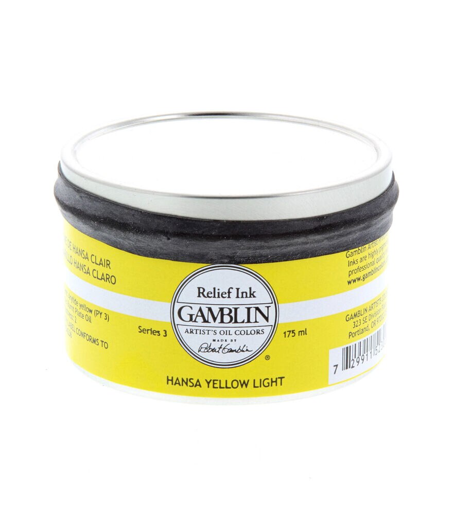 Gamblin Relief Ink 175ml, Hansa Yellow Light, swatch