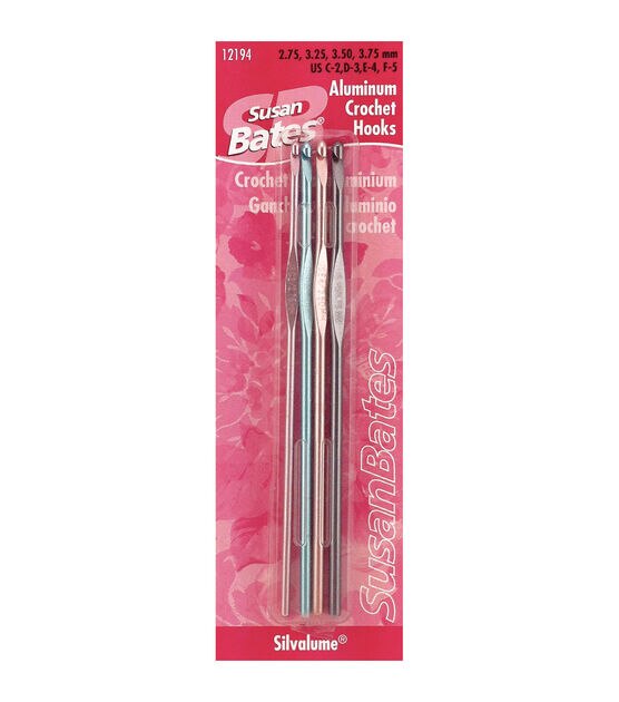 Silvalume Aluminum Crochet Hook Set C2/2.75mm, D3/3.25mm, E4/3.5mm