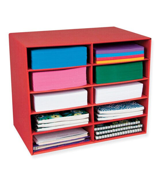 Pacon 21" x 17" Red Classroom Keepers 10 Shelf Organizer, , hi-res, image 2