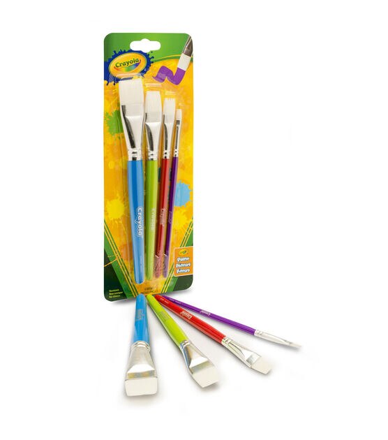 Crayola 4ct Flat Big Paint Brushes With Wood Handle, , hi-res, image 3