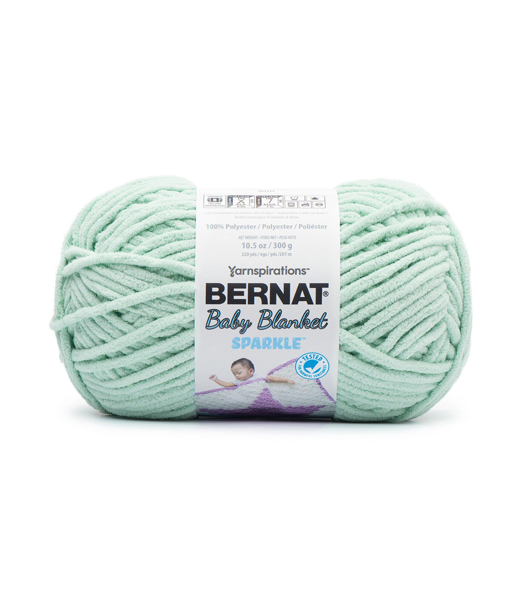 Bernat Baby Blanket Sparkle 220yds Super Bulky Polyester Yarn, Seafoam, hi-res