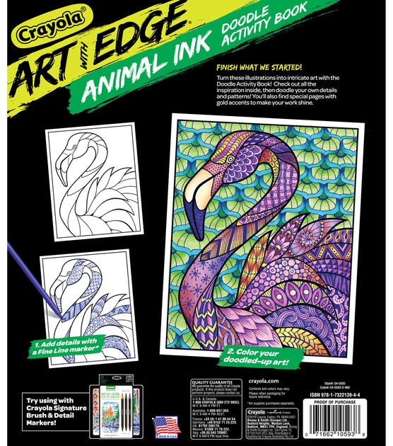 Crayola Art Animal Ink Adult Coloring Book 40 Pages