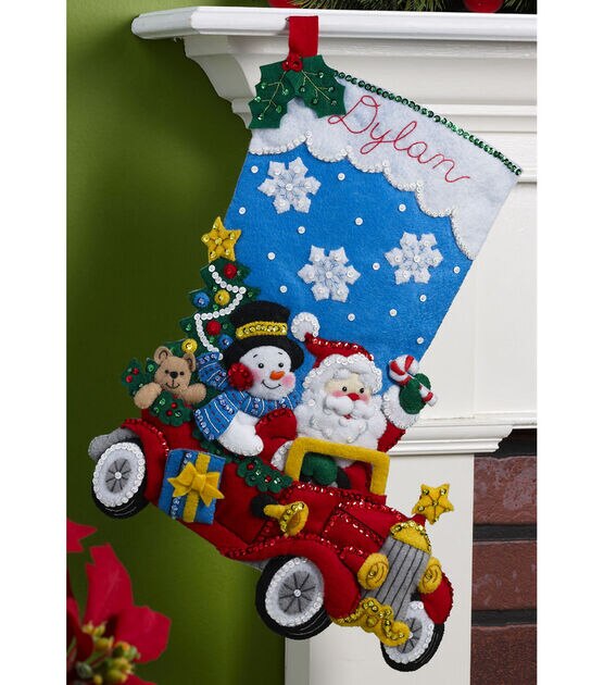 Bucilla® 18 Jolly Deliveries Felt Stocking Applique Kit