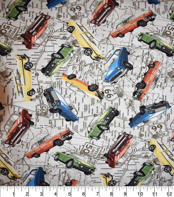 Novelty Cotton Fabric Route 66 Roadmap, , hi-res, image 2