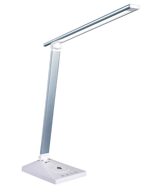 OttLite 22" Blue Entice LED Desk Lamp With Wireless Charging