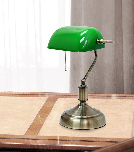 All The Rages Executive Banker's Desk Lamp with Glass Shade, , hi-res, image 5