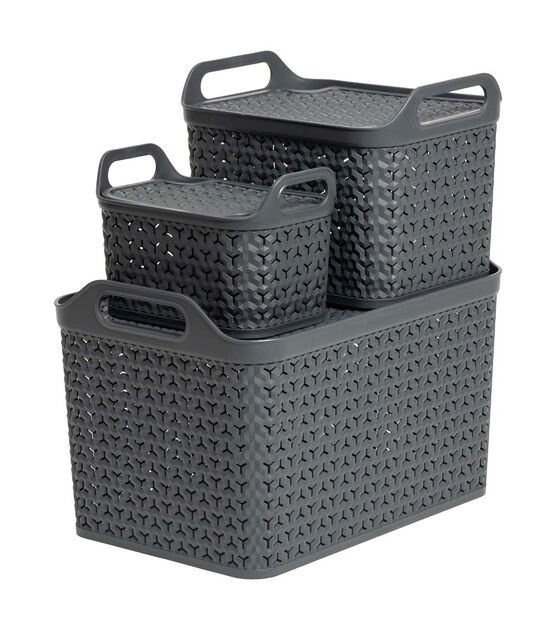 The Container Store Large Nordic Basket - Charcoal - 11 x 14-1/2 x 8 - Each