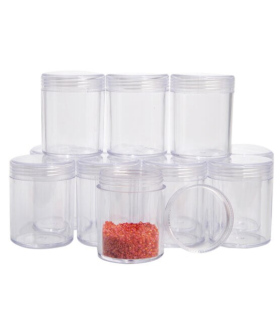 The Beadsmith Personality Case - Clear Storage Organizer Box – 6.4 x 4.8 x 1 Inches - Includes 12 Small Containers with Lids - 1.5 x 0.8 Inches