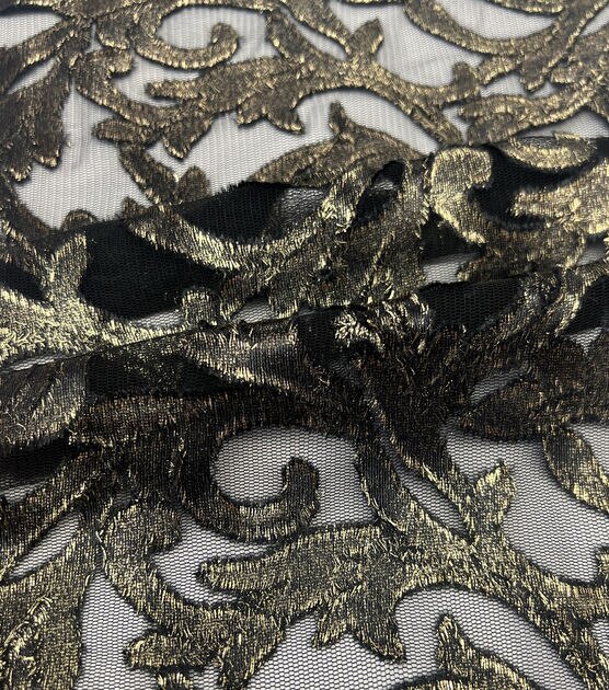 Black Foil Oversized Burnout Velvet Fabric