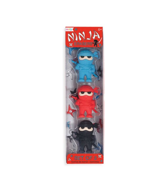 OOLY 2" Blue & Red Ninja Eraser Set 3ct