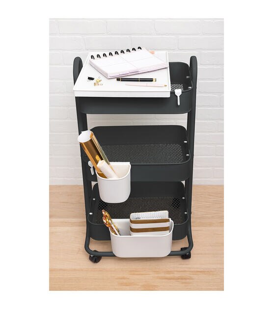 2 Shelf Utility Black Cart with Large Pneumatic Wheels