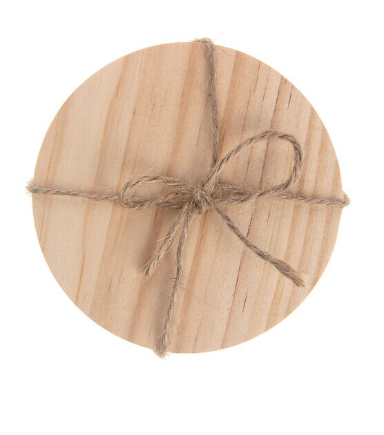 4 Unfinished Wood Round Coasters 4pk by Park Lane