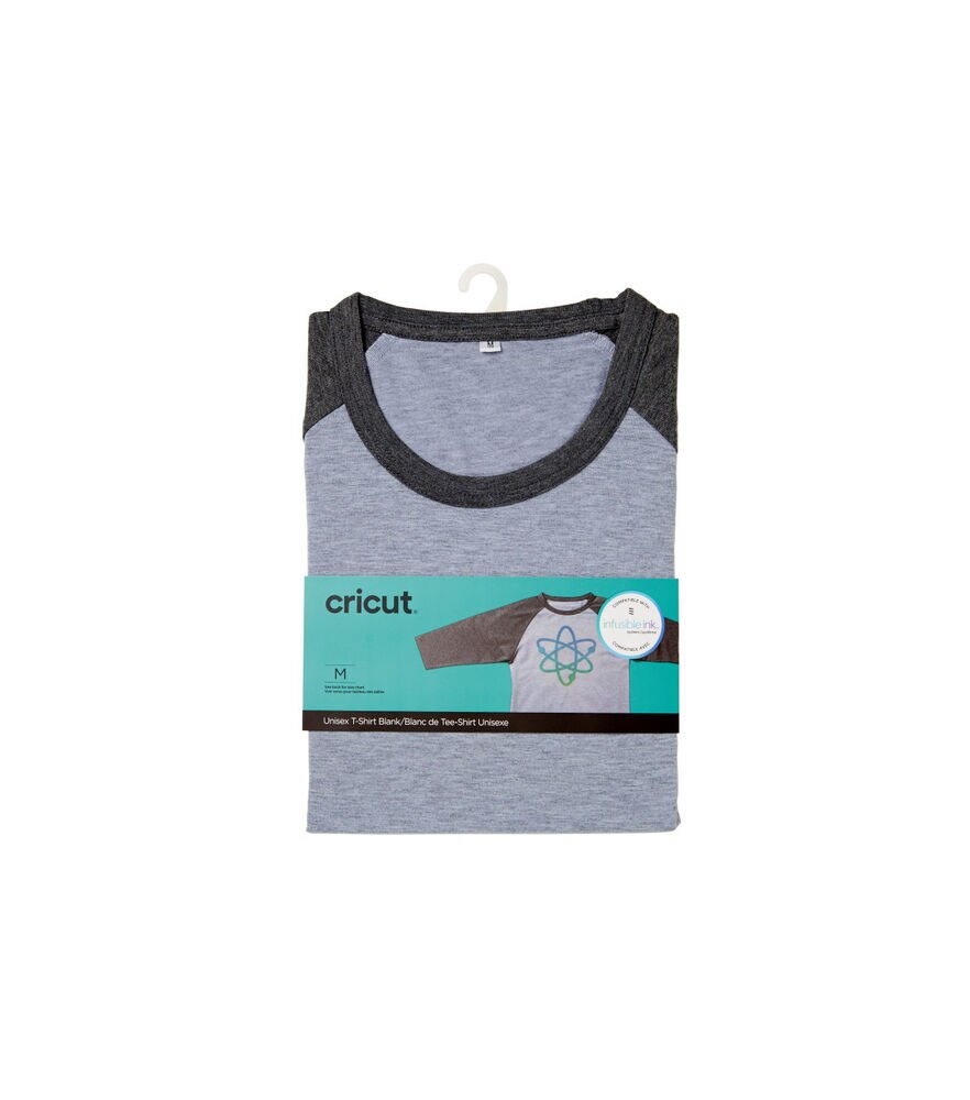 Cricut Gray Unisex Adult Raglan Baseball T Shirt Blank, Medium, swatch