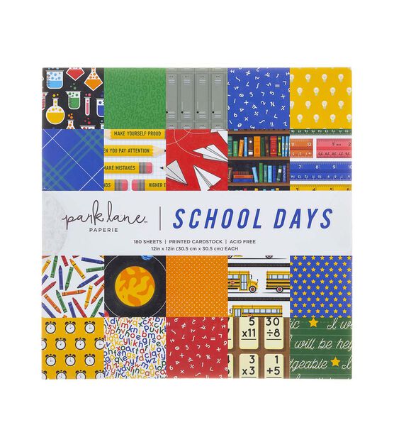 180 Sheet 12" x 12" School Days Cardstock Paper Pack by Park Lane