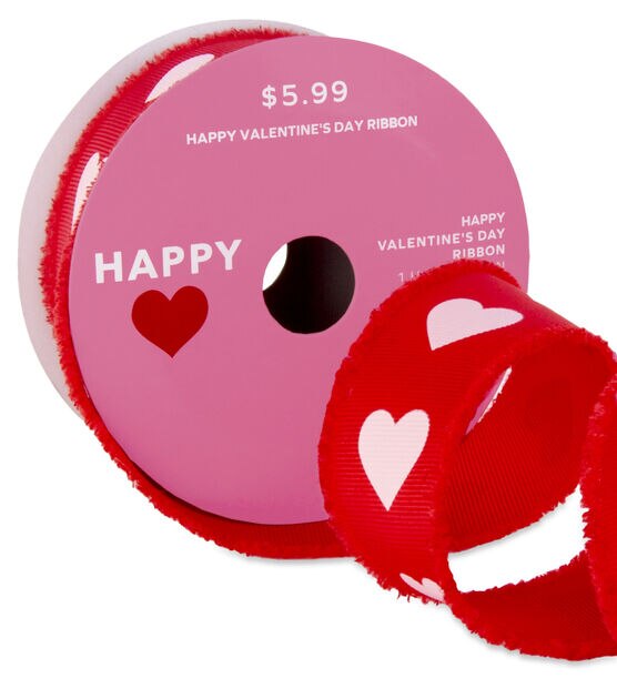 Valentine Ribbon for Valentines Day Decor - Pack of 6 Valentines Day Ribbon  | Grosgrain Valentines Ribbon for Crafts, Birthday, Wedding | Valentine's